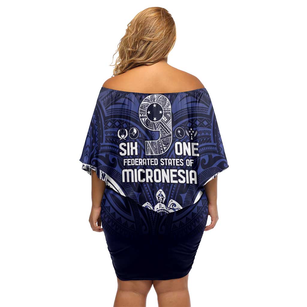 FSM Chuuk States Off Shoulder Short Dress Micronesia Six 9 One Polynesian Tribal Pattern