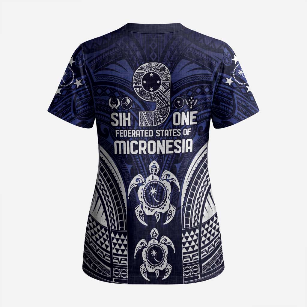 FSM Chuuk States Scrub Top Micronesia Six 9 One Polynesian Tribal Pattern - Polynesian Pride