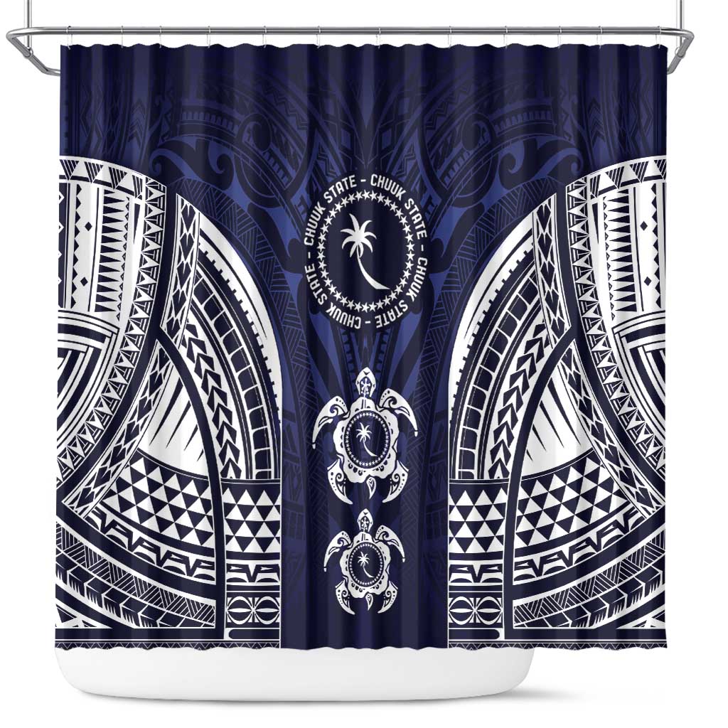 FSM Chuuk States Shower Curtain Micronesia Six 9 One Polynesian Tribal Pattern LT9 Blue - Polynesian Pride