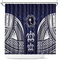 FSM Chuuk States Shower Curtain Micronesia Six 9 One Polynesian Tribal Pattern LT9 Blue - Polynesian Pride