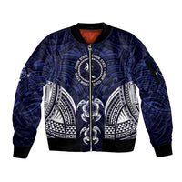 FSM Chuuk States Sleeve Zip Bomber Jacket Micronesia Six 9 One Polynesian Tribal Pattern