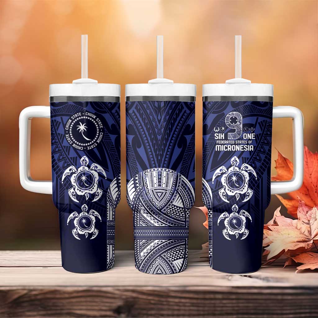 FSM Chuuk States Tumbler With Handle Micronesia Six 9 One Polynesian Tribal Pattern