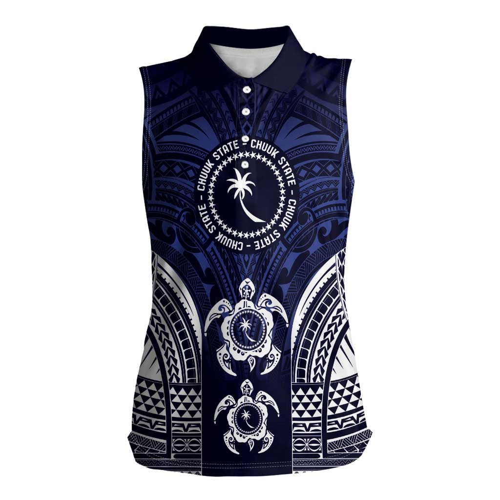 FSM Chuuk States Women Sleeveless Polo Shirt Micronesia Six 9 One Polynesian Tribal Pattern