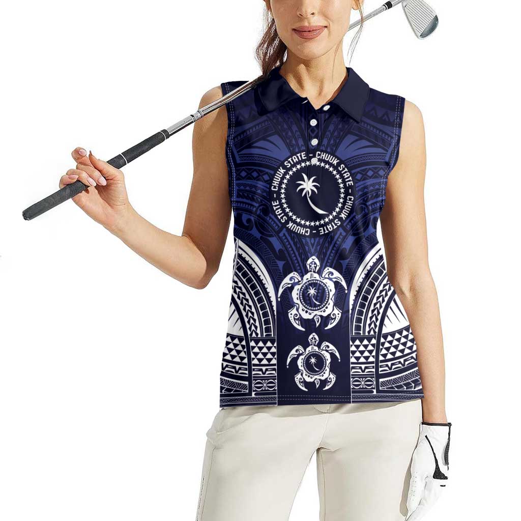 FSM Chuuk States Women Sleeveless Polo Shirt Micronesia Six 9 One Polynesian Tribal Pattern