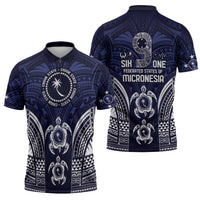 FSM Chuuk States Zipper Polo Shirt Micronesia Six 9 One Polynesian Tribal Pattern - Polynesian Pride