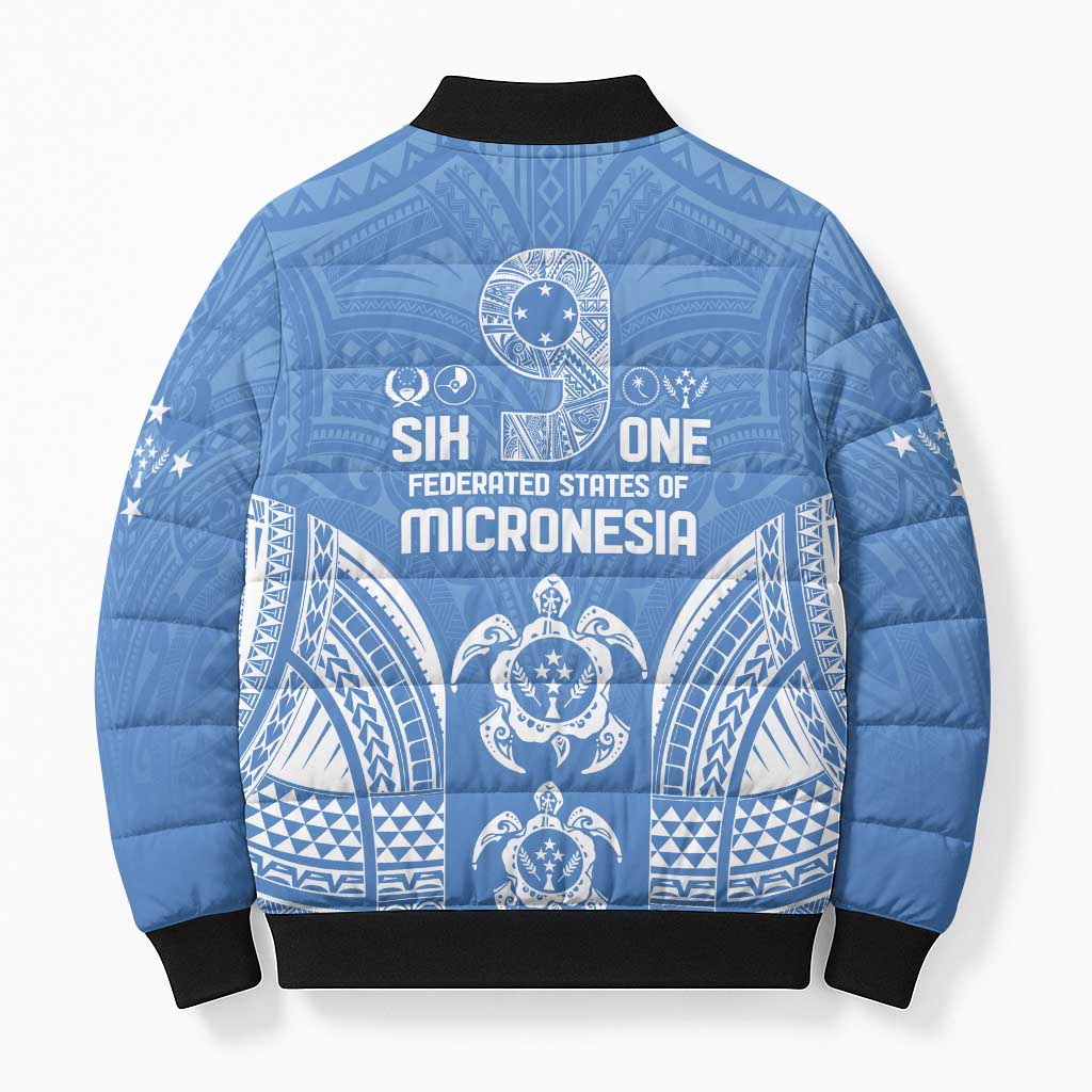 FSM Kosrae States Bomber Puffer Jacket Micronesia Six 9 One Polynesian Tribal Pattern - Polynesian Pride