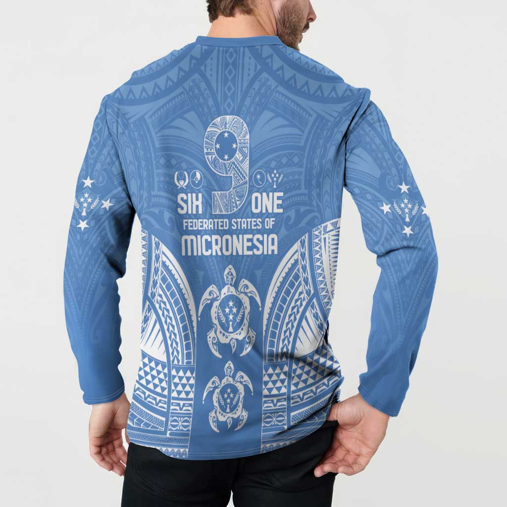 FSM Kosrae States Button Sweatshirt Micronesia Six 9 One Polynesian Tribal Pattern