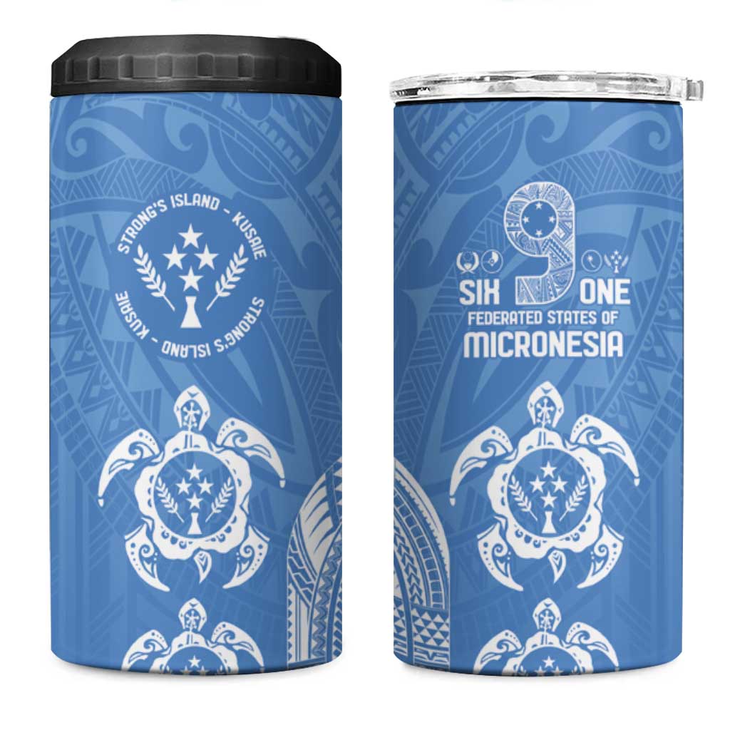 FSM Kosrae States 4 in 1 Can Cooler Tumbler Micronesia Six 9 One Polynesian Tribal Pattern
