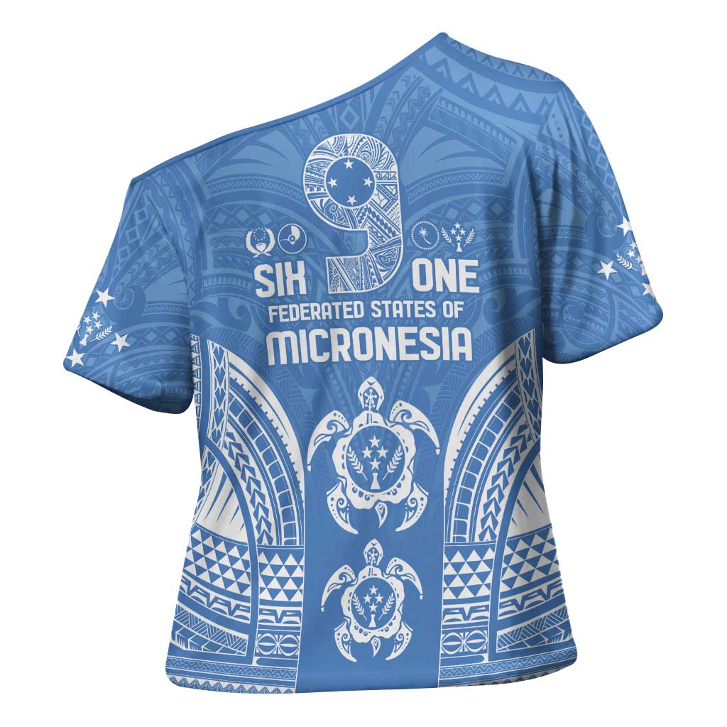FSM Kosrae States Cross Shoulder Shirt Micronesia Six 9 One Polynesian Tribal Pattern - Polynesian Pride