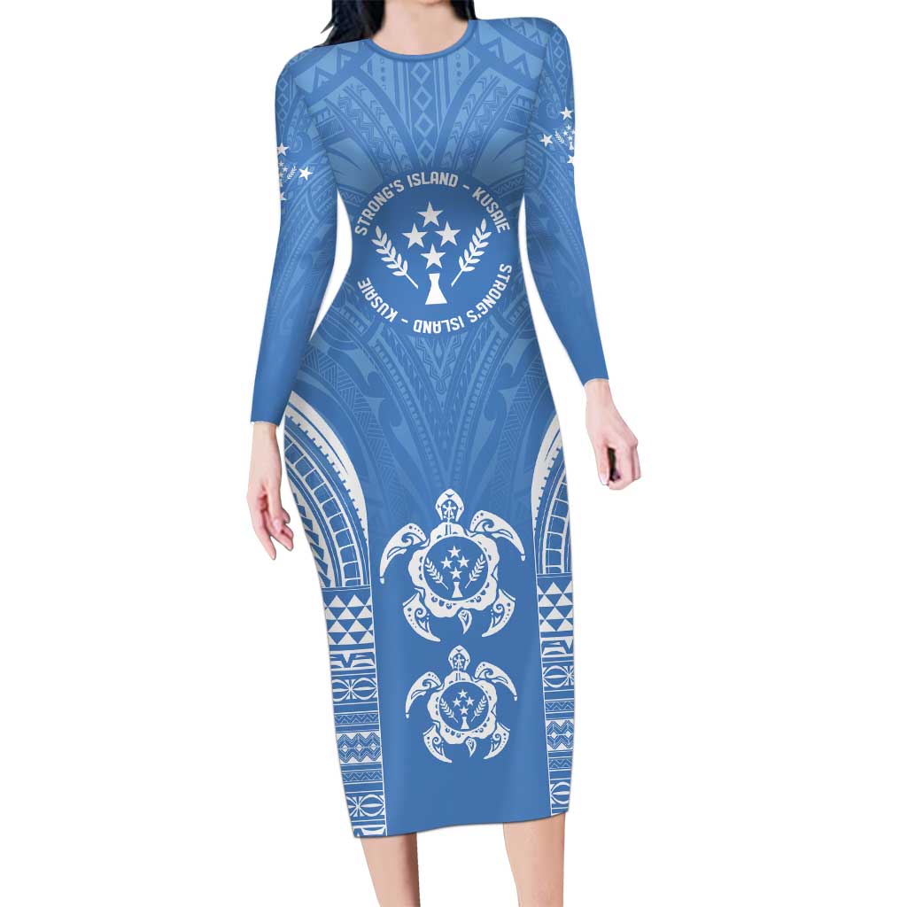 FSM Kosrae States Family Matching Long Sleeve Bodycon Dress and Hawaiian Shirt Micronesia Six 9 One Polynesian Tribal Pattern