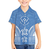 FSM Kosrae States Family Matching Off The Shoulder Long Sleeve Dress and Hawaiian Shirt Micronesia Six 9 One Polynesian Tribal Pattern