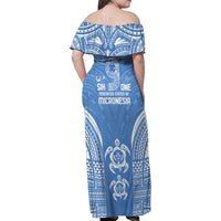 FSM Kosrae States Family Matching Off Shoulder Maxi Dress and Hawaiian Shirt Micronesia Six 9 One Polynesian Tribal Pattern
