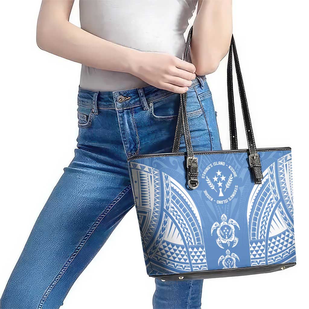 FSM Kosrae States Leather Tote Bag Micronesia Six 9 One Polynesian Tribal Pattern