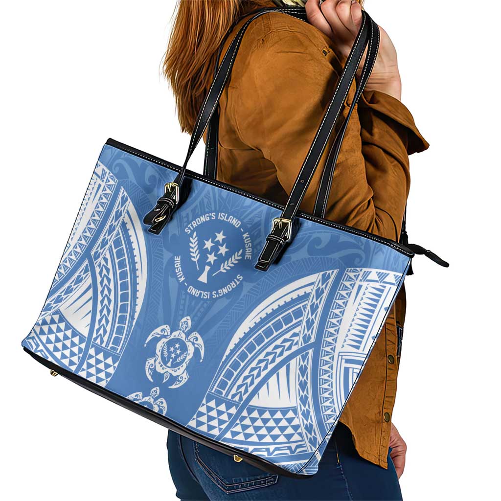 FSM Kosrae States Leather Tote Bag Micronesia Six 9 One Polynesian Tribal Pattern