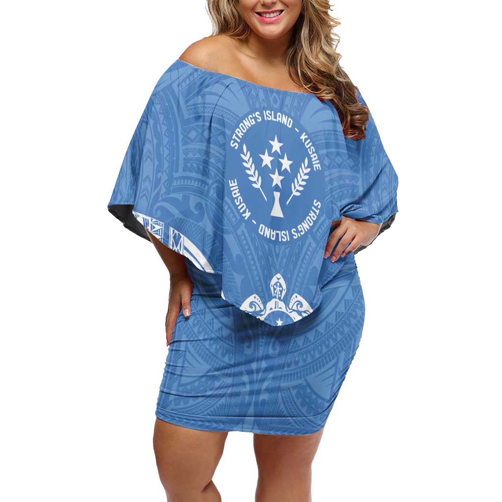 FSM Kosrae States Off Shoulder Short Dress Micronesia Six 9 One Polynesian Tribal Pattern