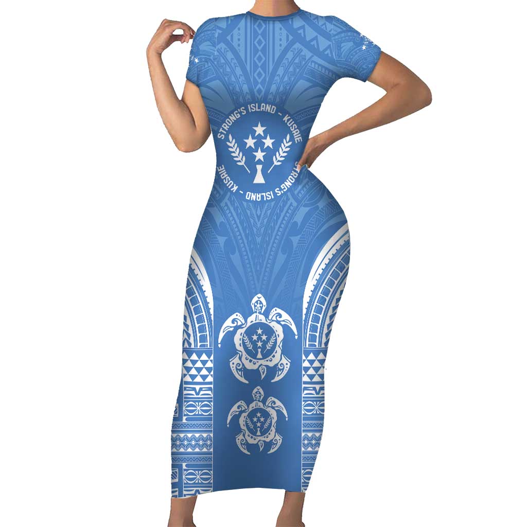 FSM Kosrae States Short Sleeve Bodycon Dress Micronesia Six 9 One Polynesian Tribal Pattern