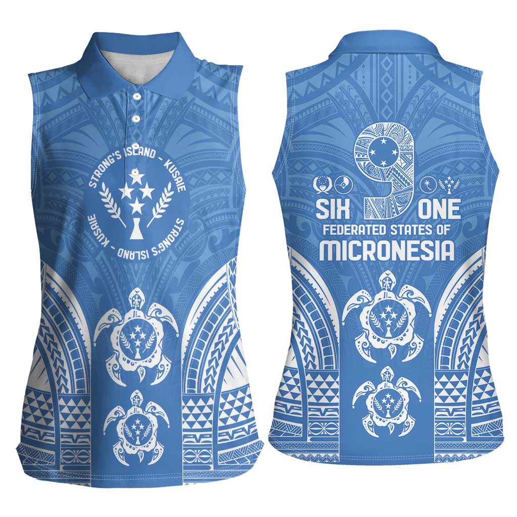 FSM Kosrae States Women Sleeveless Polo Shirt Micronesia Six 9 One Polynesian Tribal Pattern
