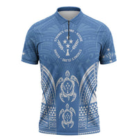 FSM Kosrae States Zipper Polo Shirt Micronesia Six 9 One Polynesian Tribal Pattern - Polynesian Pride