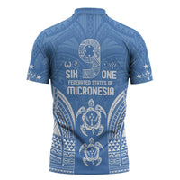 FSM Kosrae States Zipper Polo Shirt Micronesia Six 9 One Polynesian Tribal Pattern - Polynesian Pride