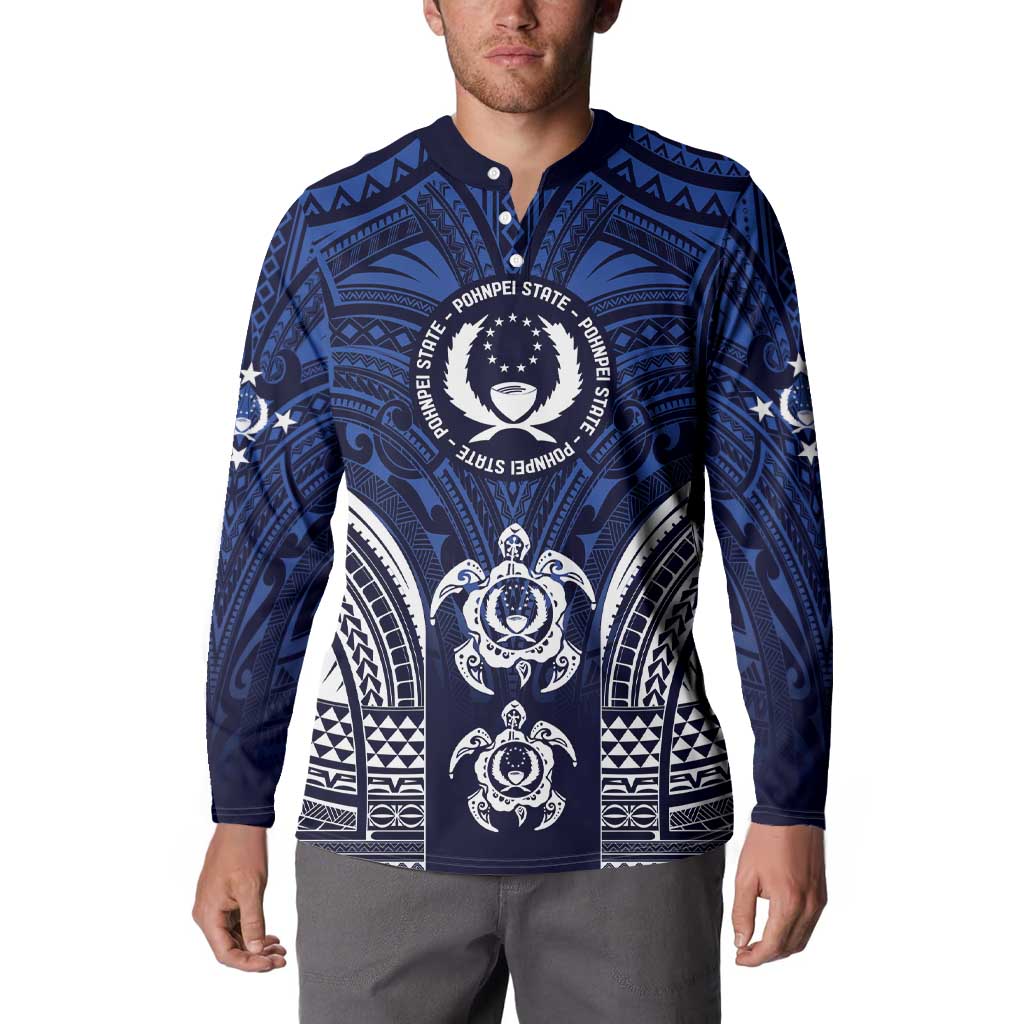 FSM Pohnpei States Button Sweatshirt Micronesia Six 9 One Polynesian Tribal Pattern