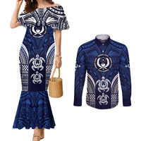 FSM Pohnpei States Couples Matching Mermaid Dress and Long Sleeve Button Shirt Micronesia Six 9 One Polynesian Tribal Pattern
