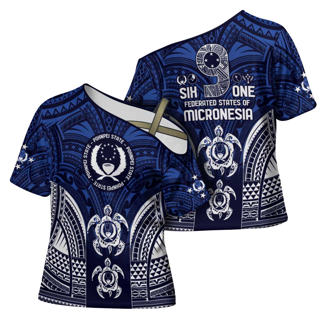 FSM Pohnpei States Cross Shoulder Shirt Micronesia Six 9 One Polynesian Tribal Pattern - Polynesian Pride