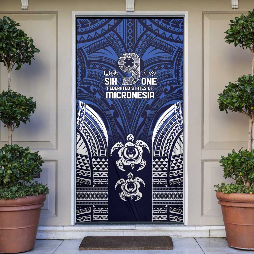 FSM Pohnpei States Door Cover Micronesia Six 9 One Polynesian Tribal Pattern - Polynesian Pride