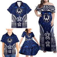 FSM Pohnpei States Family Matching Off Shoulder Maxi Dress and Hawaiian Shirt Micronesia Six 9 One Polynesian Tribal Pattern