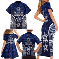 FSM Pohnpei States Family Matching Short Sleeve Bodycon Dress and Hawaiian Shirt Micronesia Six 9 One Polynesian Tribal Pattern