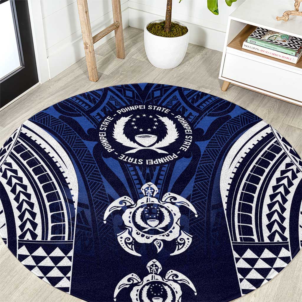 FSM Pohnpei States Round Carpet Micronesia Six 9 One Polynesian Tribal Pattern