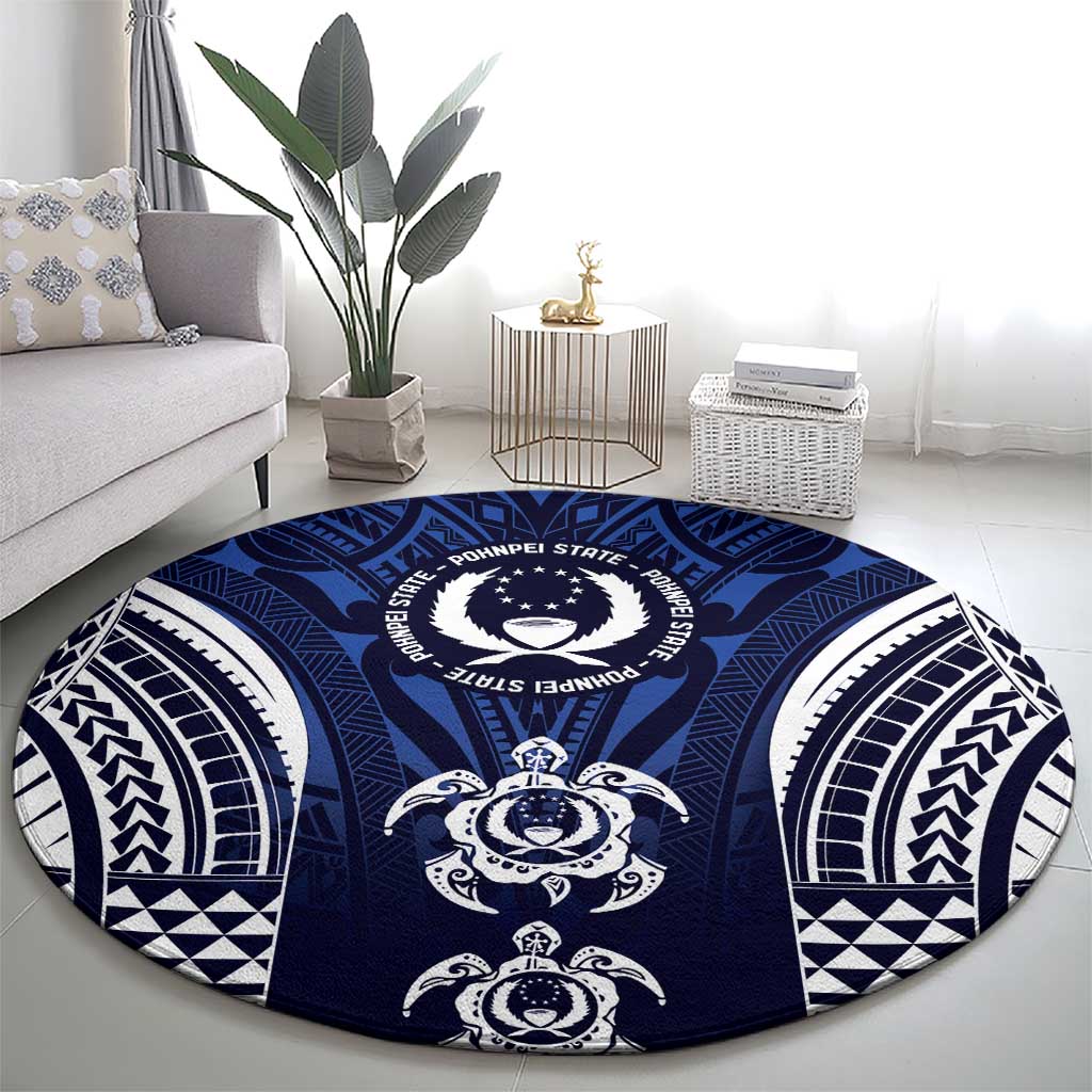 FSM Pohnpei States Round Carpet Micronesia Six 9 One Polynesian Tribal Pattern