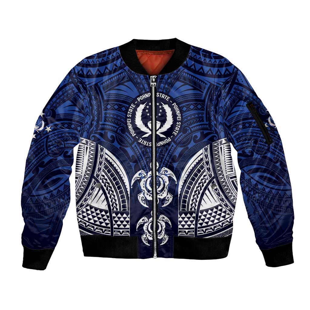 FSM Pohnpei States Sleeve Zip Bomber Jacket Micronesia Six 9 One Polynesian Tribal Pattern