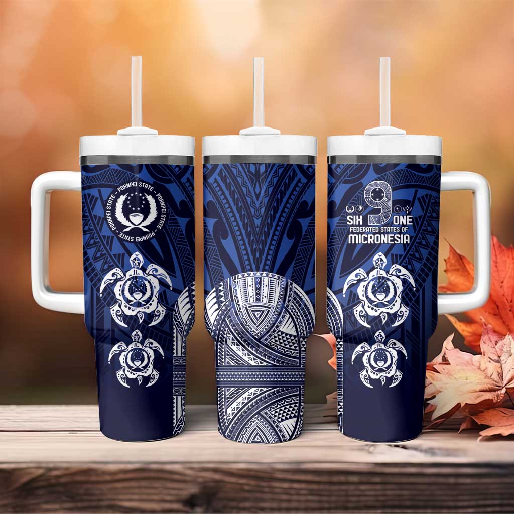 FSM Pohnpei States Tumbler With Handle Micronesia Six 9 One Polynesian Tribal Pattern