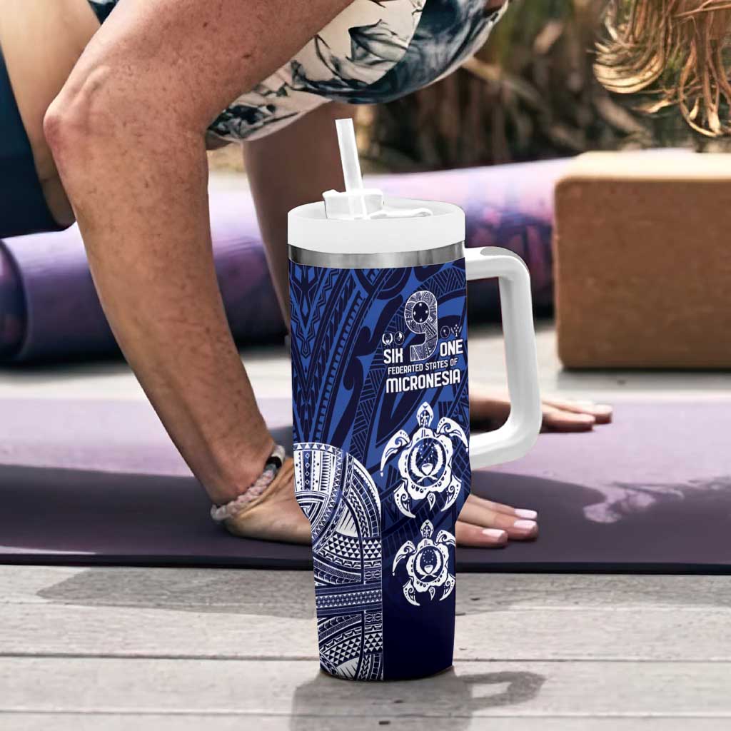 FSM Pohnpei States Tumbler With Handle Micronesia Six 9 One Polynesian Tribal Pattern