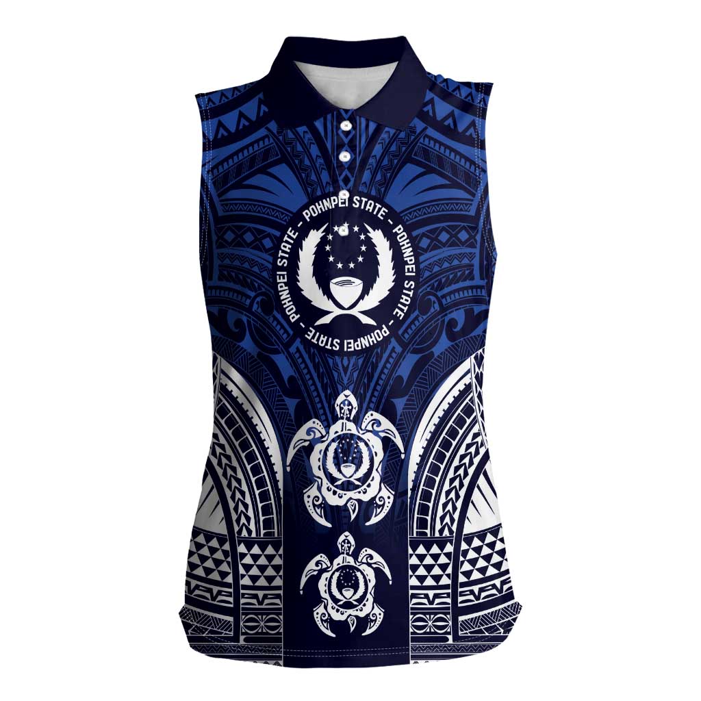 FSM Pohnpei States Women Sleeveless Polo Shirt Micronesia Six 9 One Polynesian Tribal Pattern