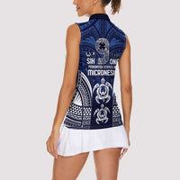 FSM Pohnpei States Women Sleeveless Polo Shirt Micronesia Six 9 One Polynesian Tribal Pattern