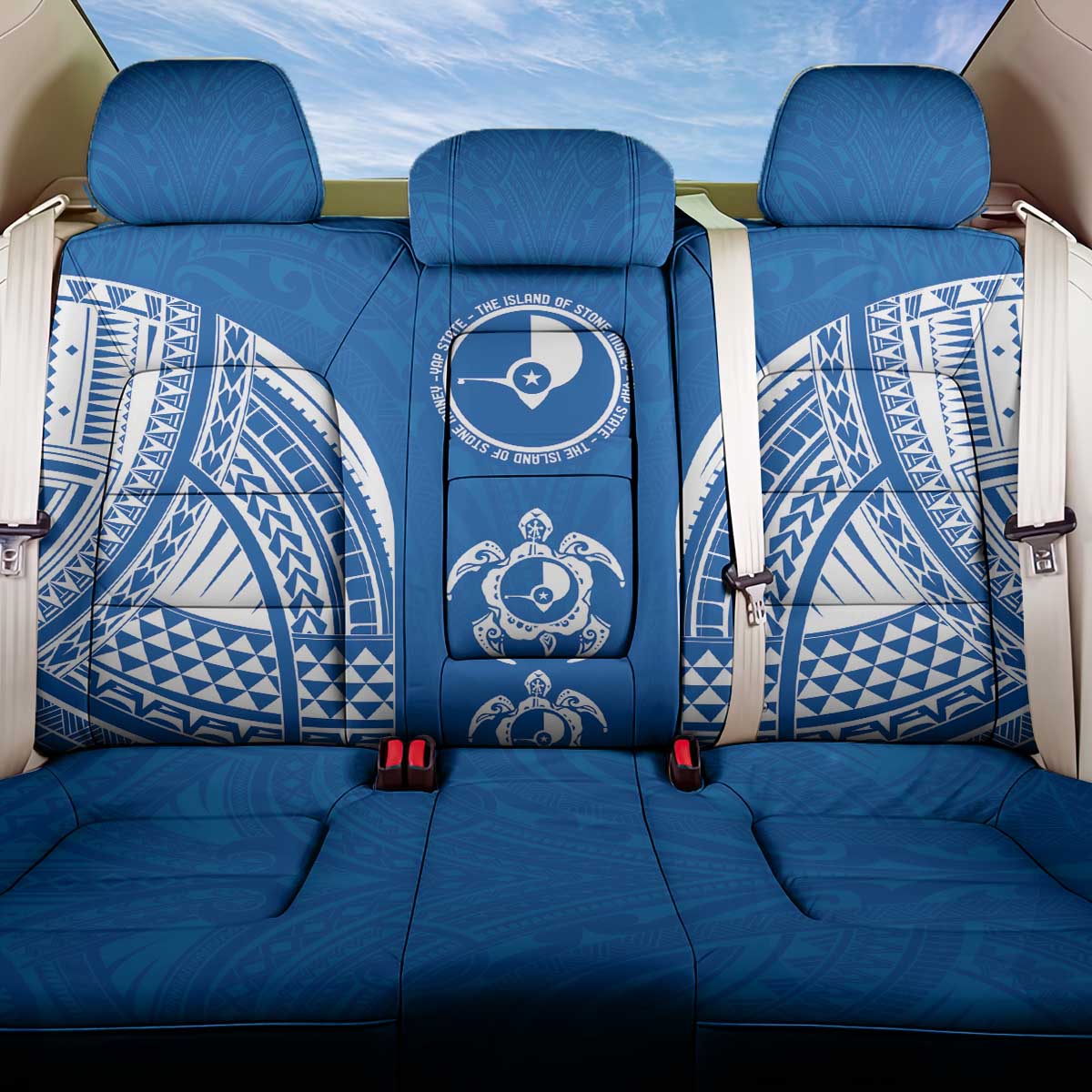 FSM Yap States Back Car Seat Cover Micronesia Six 9 One Polynesian Tribal Pattern