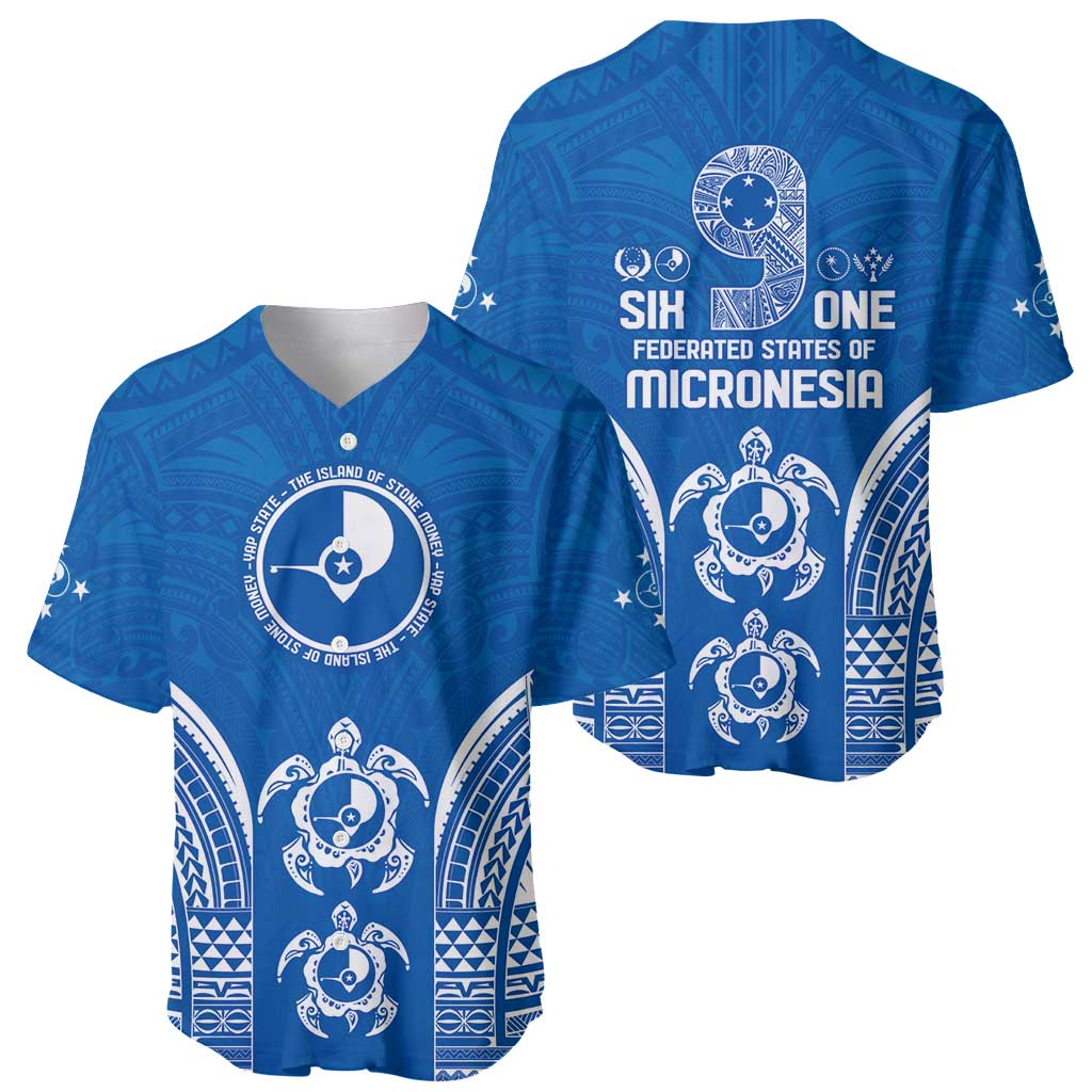 FSM Yap States Baseball Jersey Micronesia Six 9 One Polynesian Tribal Pattern