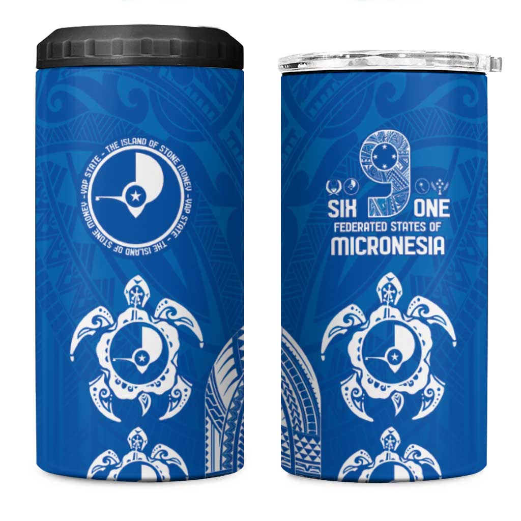 FSM Yap States 4 in 1 Can Cooler Tumbler Micronesia Six 9 One Polynesian Tribal Pattern