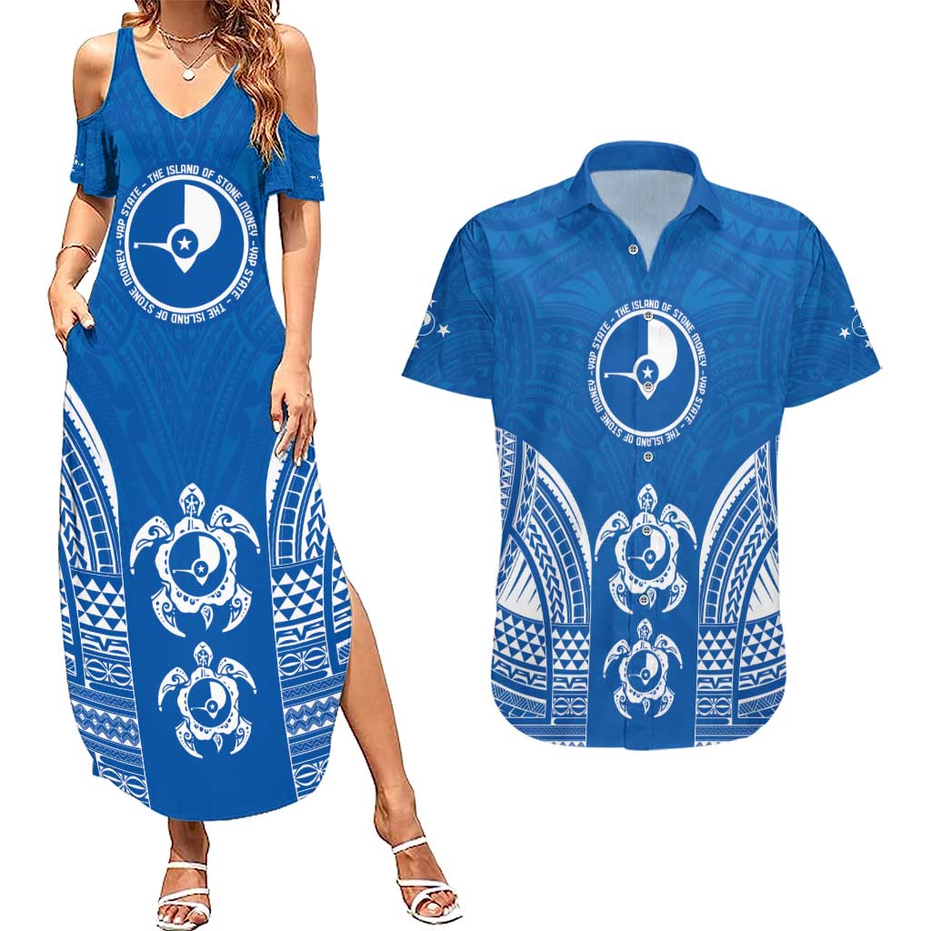 FSM Yap States Couples Matching Summer Maxi Dress and Hawaiian Shirt Micronesia Six 9 One Polynesian Tribal Pattern