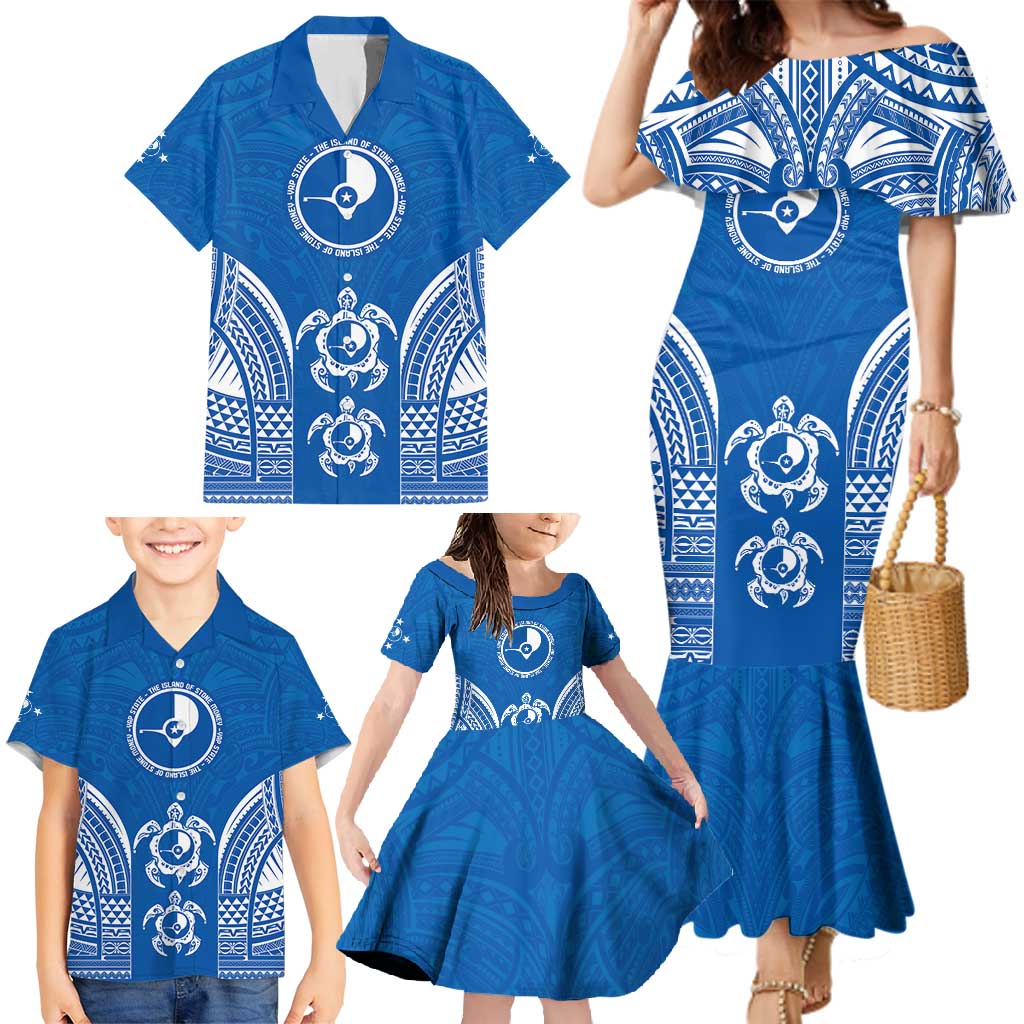 FSM Yap States Family Matching Mermaid Dress and Hawaiian Shirt Micronesia Six 9 One Polynesian Tribal Pattern