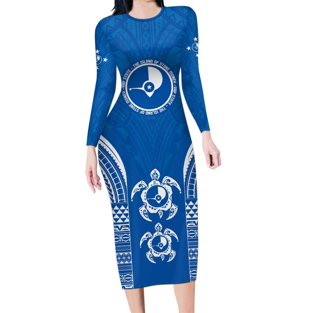 FSM Yap States Long Sleeve Bodycon Dress Micronesia Six 9 One Polynesian Tribal Pattern