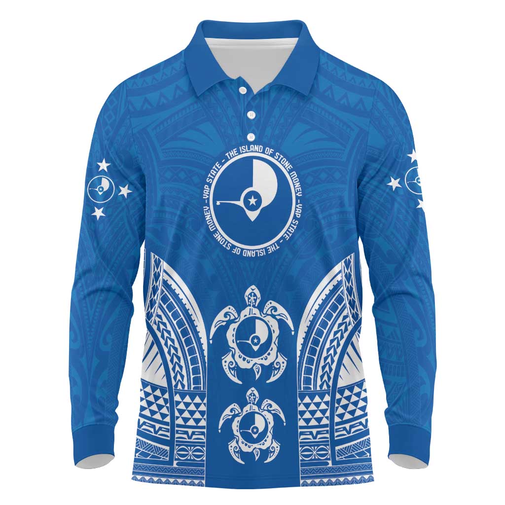 FSM Yap States Long Sleeve Polo Shirt Micronesia Six 9 One Polynesian Tribal Pattern
