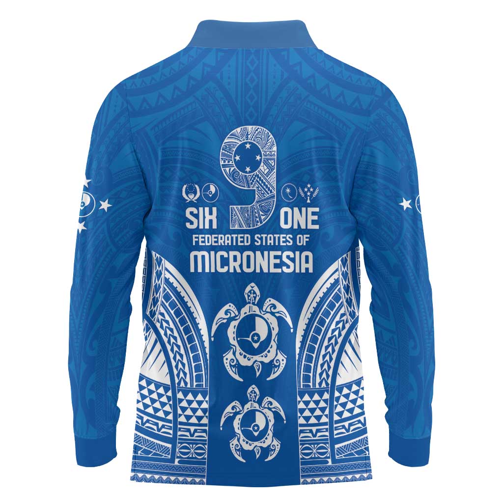 FSM Yap States Long Sleeve Polo Shirt Micronesia Six 9 One Polynesian Tribal Pattern
