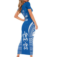 FSM Yap States Short Sleeve Bodycon Dress Micronesia Six 9 One Polynesian Tribal Pattern