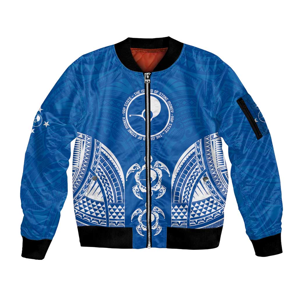 FSM Yap States Sleeve Zip Bomber Jacket Micronesia Six 9 One Polynesian Tribal Pattern