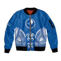FSM Yap States Sleeve Zip Bomber Jacket Micronesia Six 9 One Polynesian Tribal Pattern