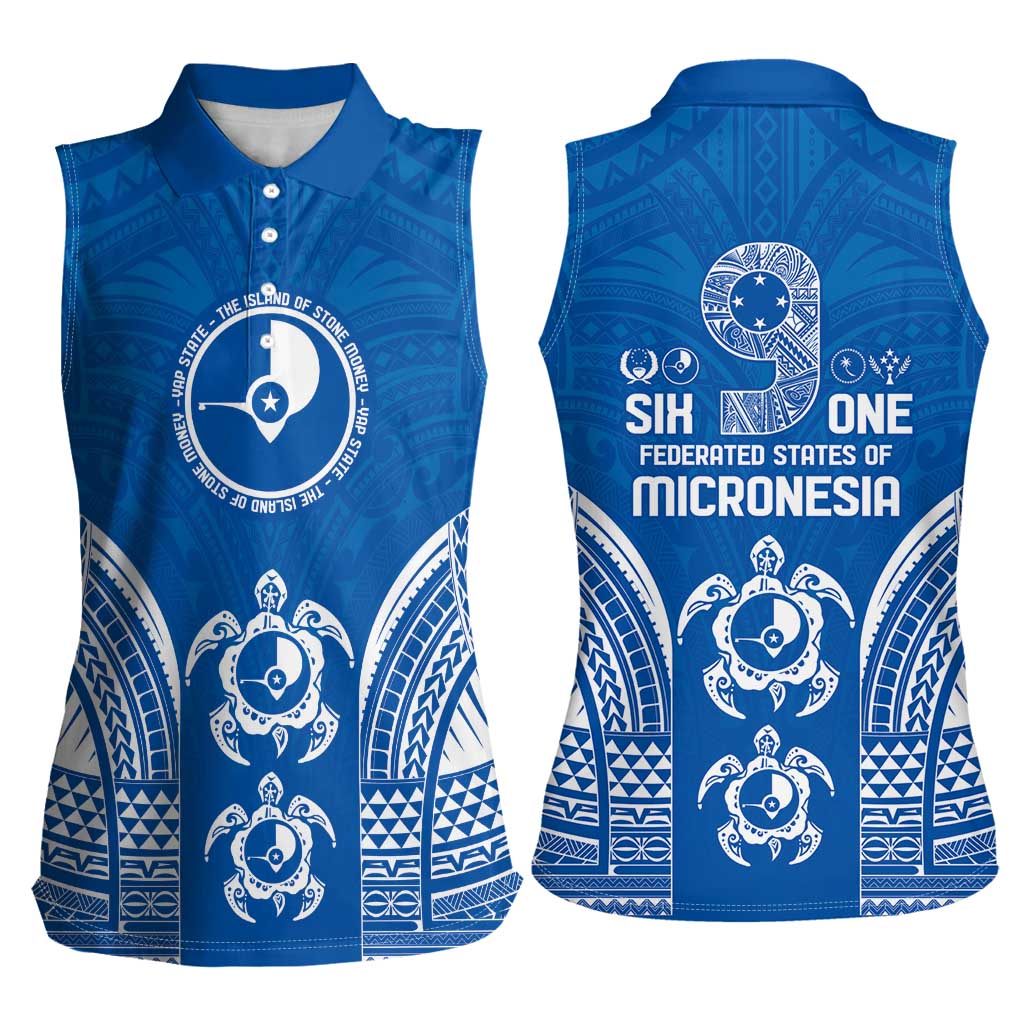 FSM Yap States Women Sleeveless Polo Shirt Micronesia Six 9 One Polynesian Tribal Pattern