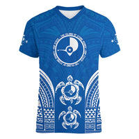 FSM Yap States Women V-Neck T-Shirt Micronesia Six 9 One Polynesian Tribal Pattern
