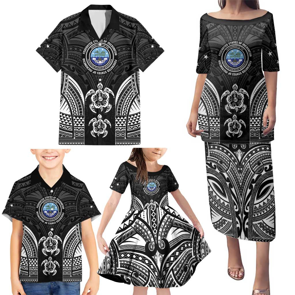 FSM Micronesia Six 9 One Family Matching Puletasi and Hawaiian Shirt Polynesian Tribal Pattern